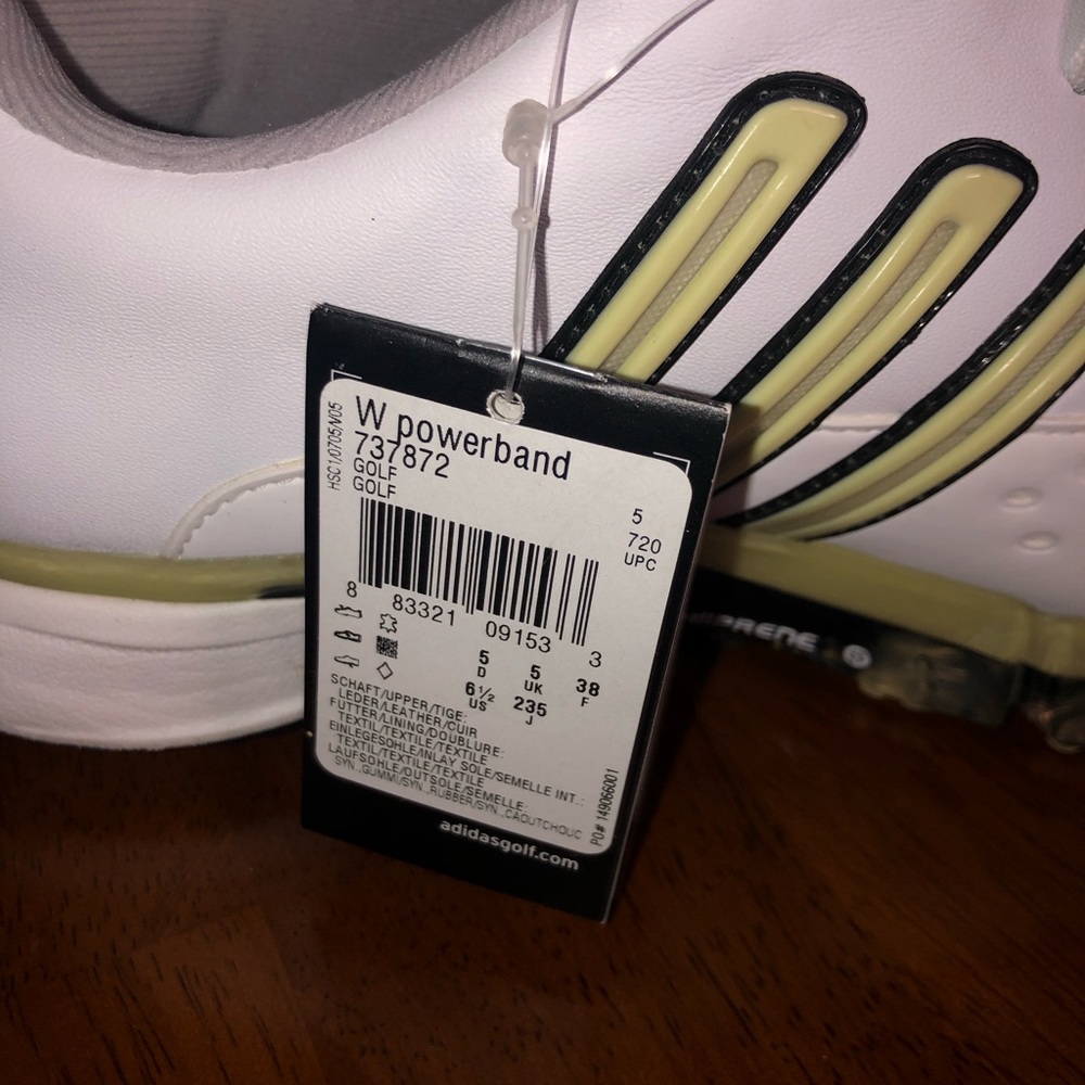 Adidas Powerband Golf Shoes Women’s 6.5 White Lime Green Spikeless NEW - Picture 7 of 9